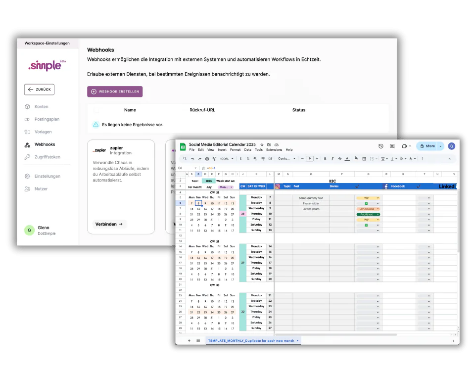 dotsimple app editorial plan google sheet